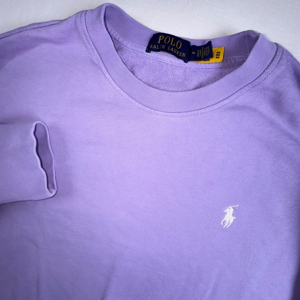 Polo Ralph Lauren Sweatshirt Men Medium Purple Embroidered Pony Crewneck Cotton